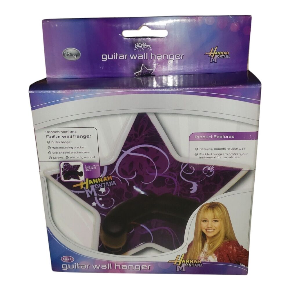 Hannah Montana Guitar Wall Hanger New In Box Disney Miley Cyrus Washburn